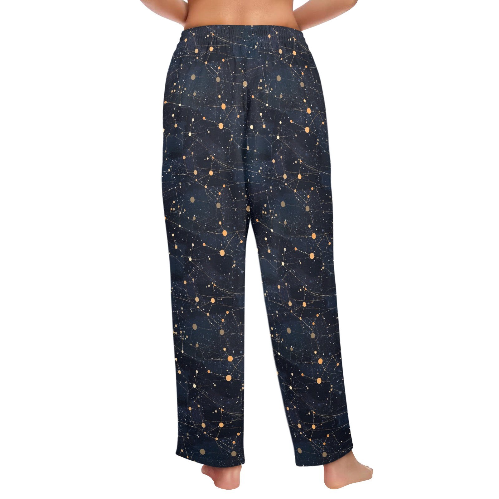 Constellation Women Pajamas Pants, Universe Space Galaxy Satin PJ
