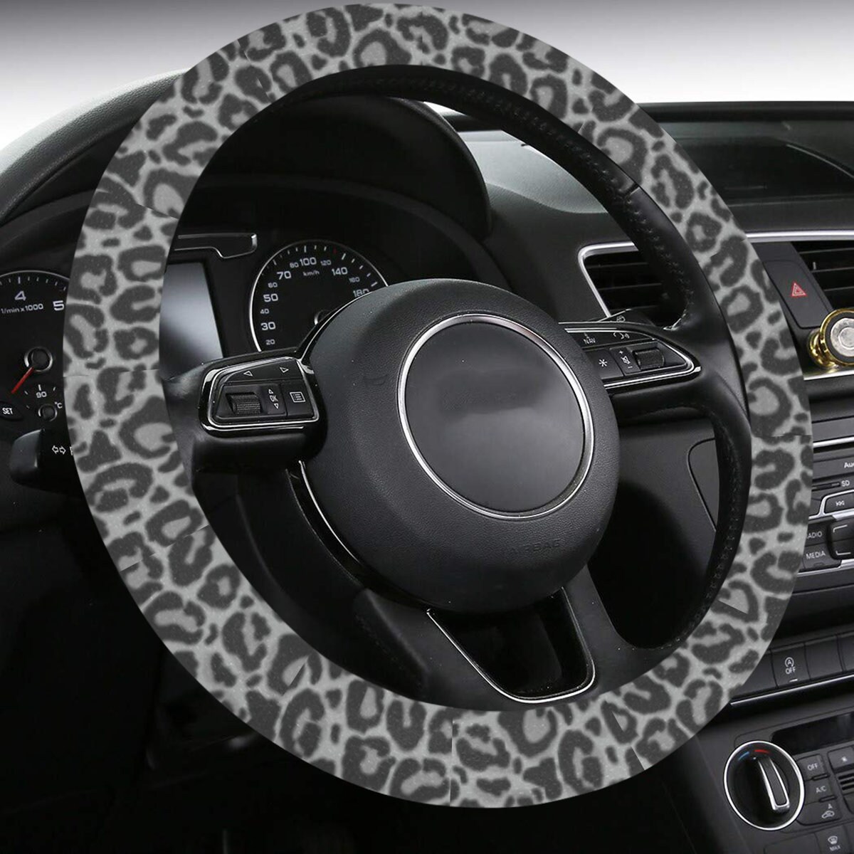 Leopard Steering Wheel Cover With Antislip Insert Grey Etsy