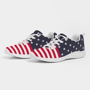 USA, USA Sneakers, Stars and Stripes Sneakers, Red White and Blue Sneakers, Sparkly Sneakers, American Flag Sneakers, 4th of July Sneakers