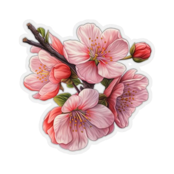 Autocollant de fleur de cerisier, fleur rose Sakura Art Kawai ordinateur portable autocollant vinyle mignon bouteille d'eau gobelet voiture étanche pare-chocs esthétique mur