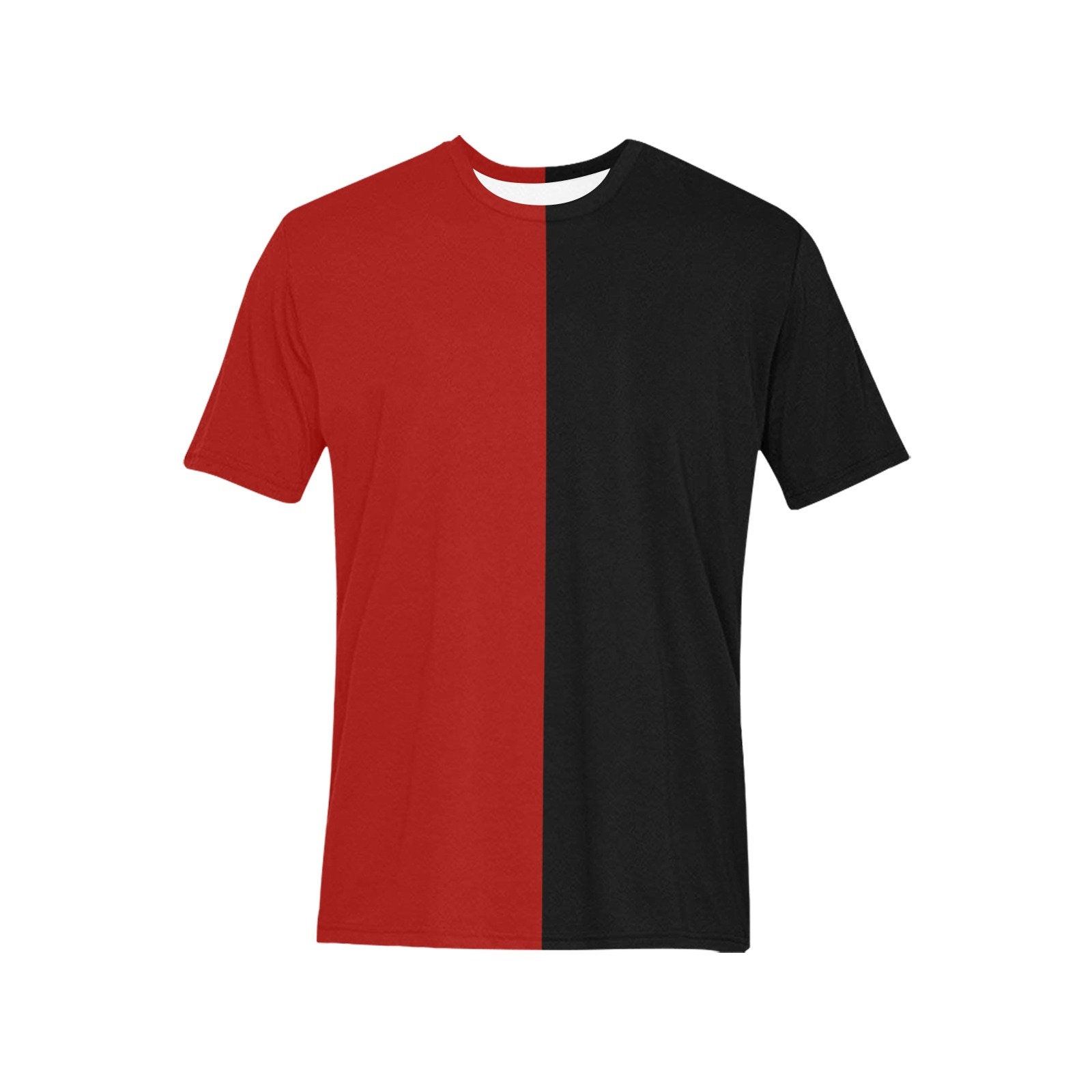 Half Black Half Red Tshirt, Color Block Split 2 Two Tone
