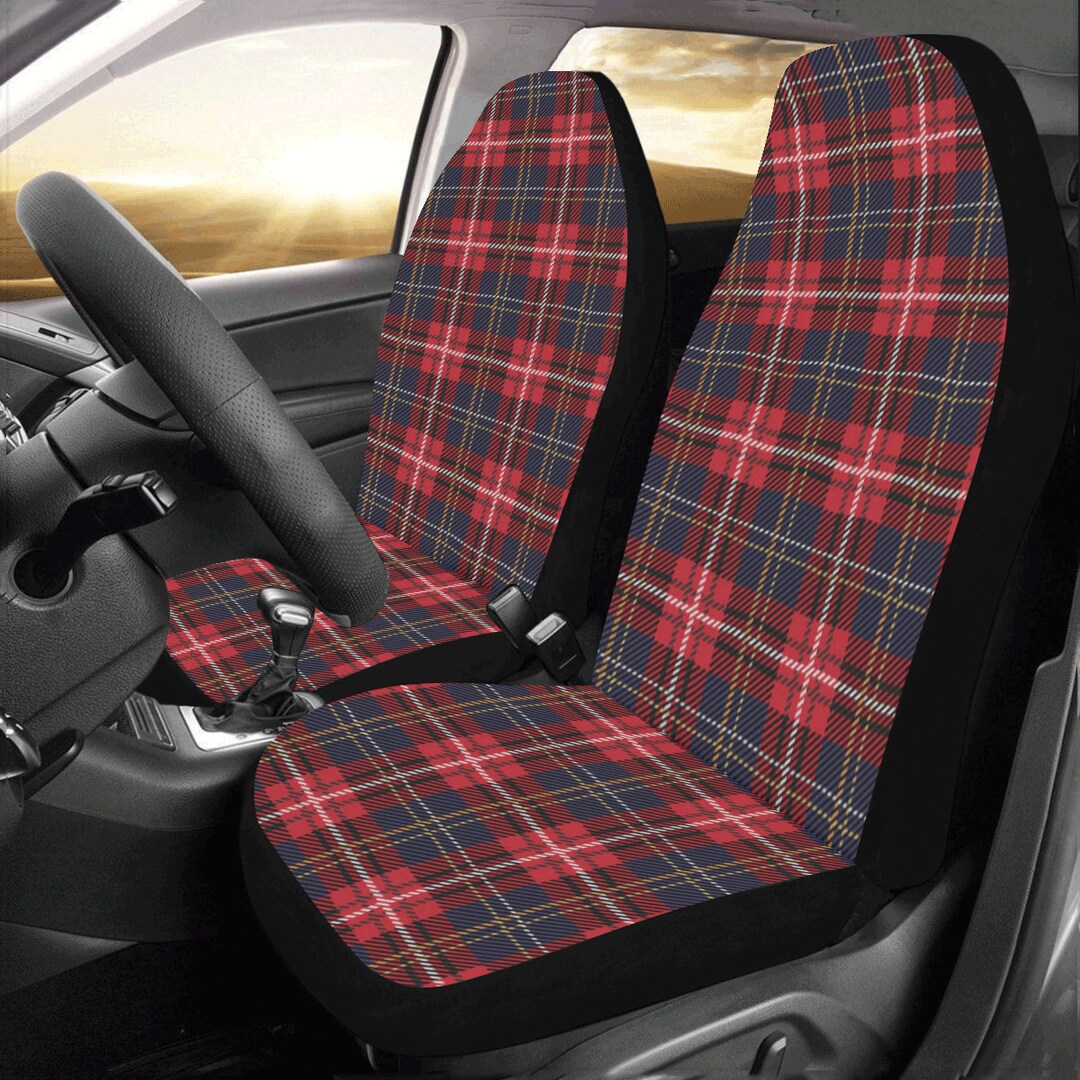 Red And Blue Plaid Tartan Car Seat Covers