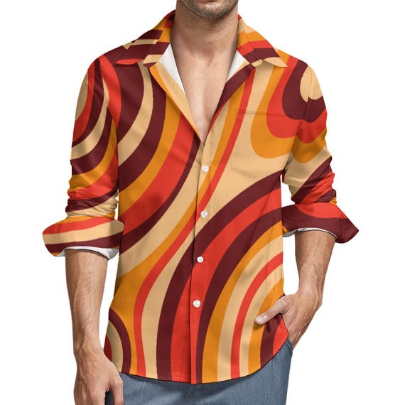 Chemise à Manches Longues Pour Homme, Nouveau Style, Mode Printemps-automne, Surdimensionnée, Imprimé Dégradé, Tops, Vêtements
