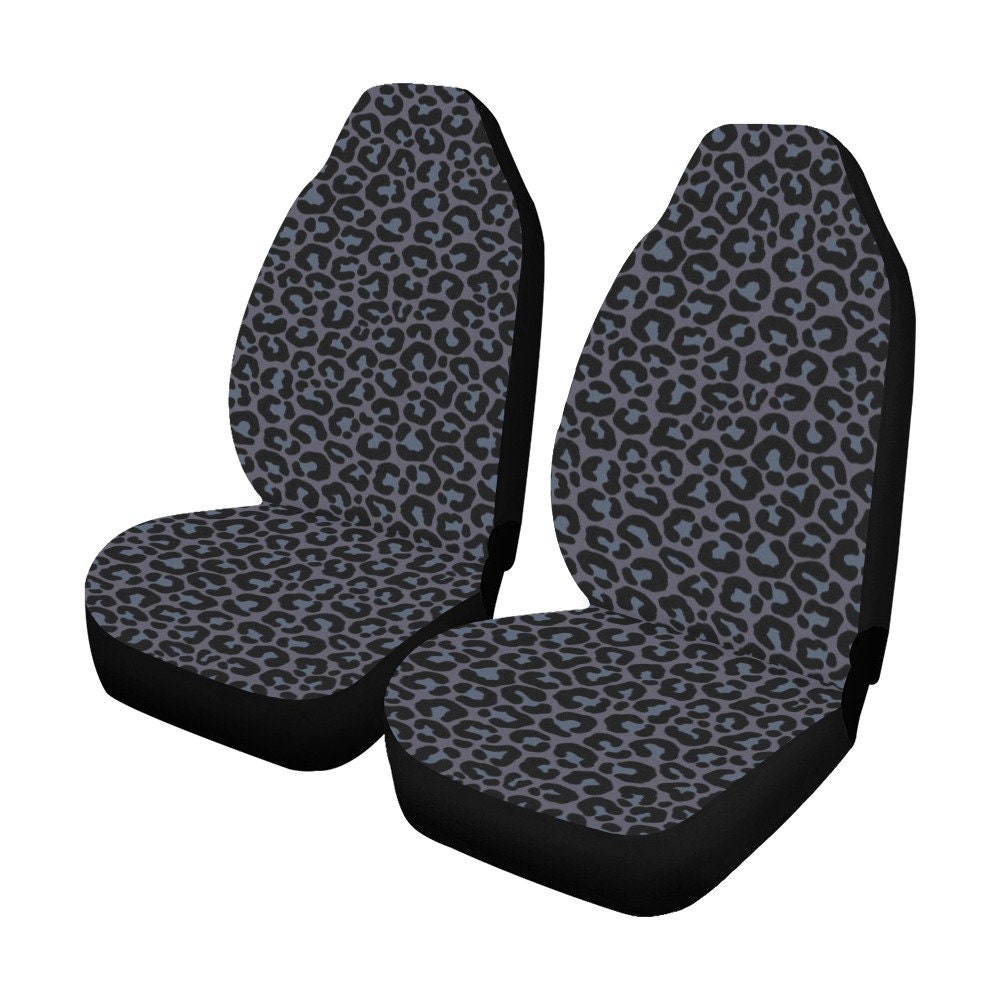 Buy All Black Leopard Car Seat Covers for Vehicle 2 Pc Animal