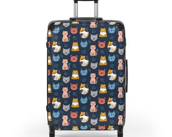 Cute Cat Cabin Suitcase Luggage, Carry On Travel Bag Rolling Spinner with Lock Decorative Small Large Hardcase Designer