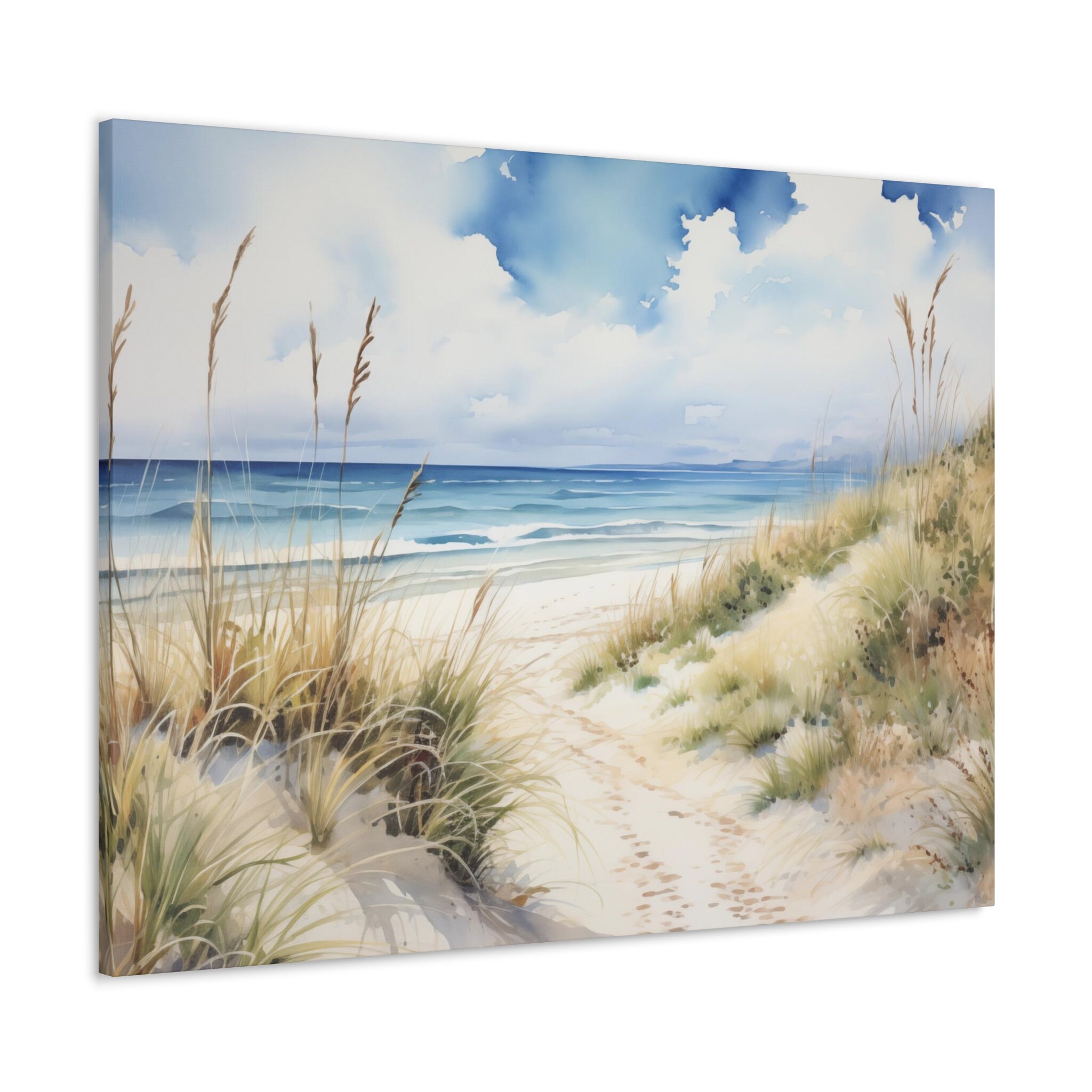 Beach Canvas Gallery Wrap, Coastal Sand Dunes Ocean Wall Art Print ...