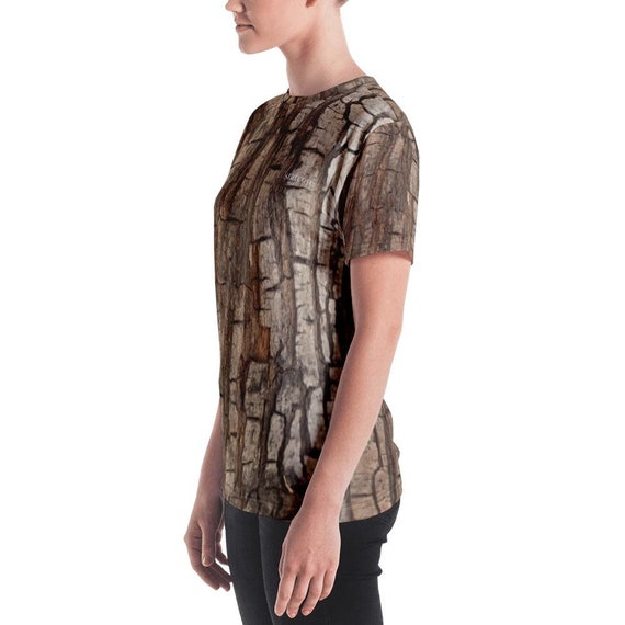 Tree Trunk Bark Print Women Shirt 