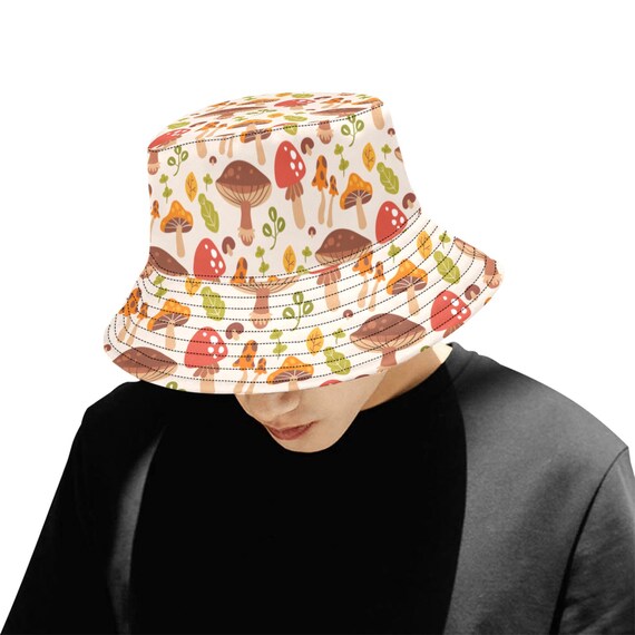 Mushroom Bucket Hat, Forest Retro Vintage Festival Cute  display picture 3