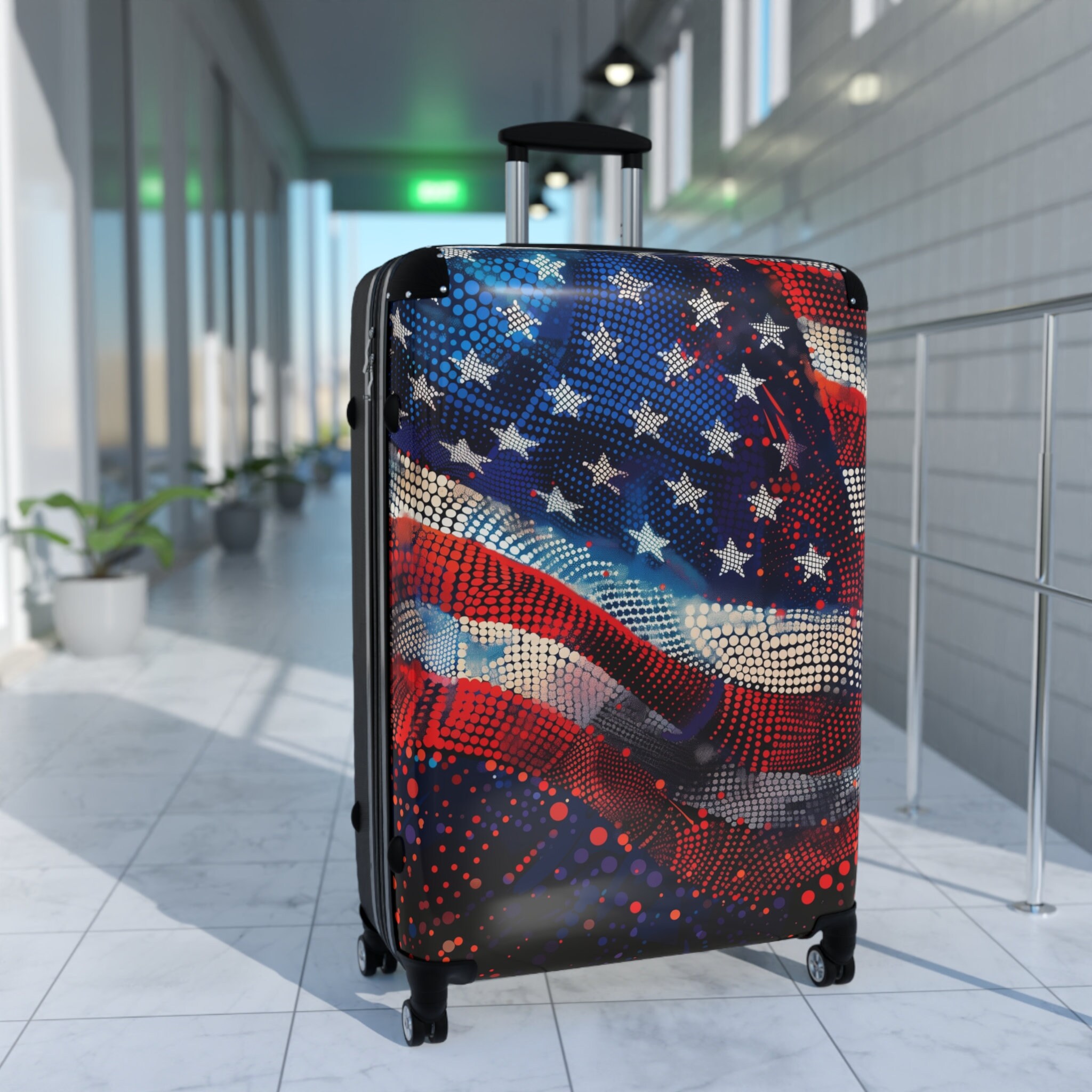 アメリカ国旗スーツケース荷物、USAアート機内持ち込み4輪キャビン旅行 