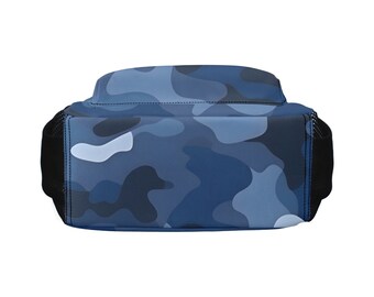 Navy Blue Camo Backpack, Camouflage Men Women Kids Gift  display picture 2