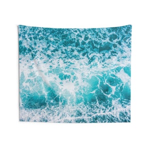Blue Sea Ocean Water Waves Tapestry Stormy Landscape Indoor Wall