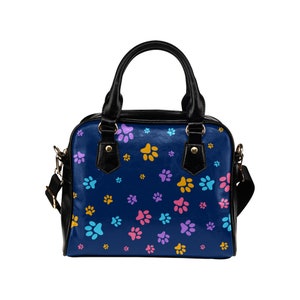 Sac à main imprimé patte, chien bleu chat animal de compagnie femmes modèle mignon petit sac à bandoulière en cuir végétalien concepteur dames sac à main bandoulière