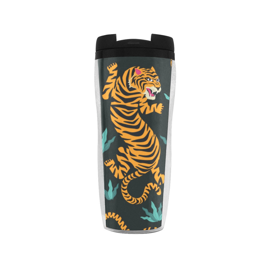 Asian Tiger Art Insulated Tumbler Animal Print Leaves Etsy