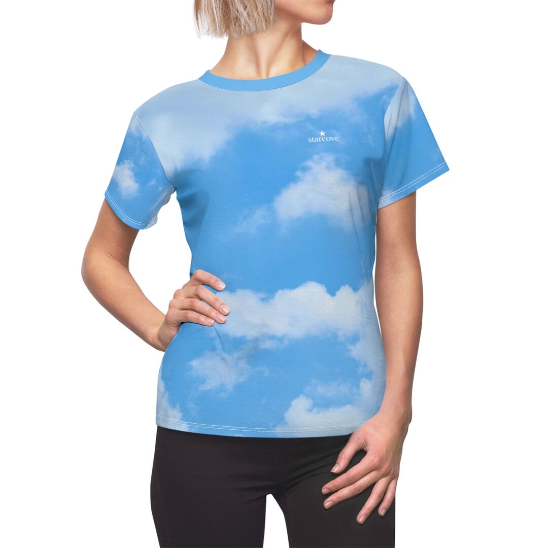 アイドル PLAVE T-SHIRT LIGHT BLUE Blue Cloud Womens Shirt, Prince Vaporwave Aesthetic, Blue