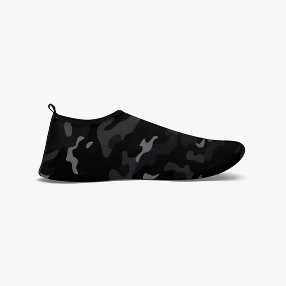 Black Camo Water Shoes, Grey Camouflage Men Women Aqua Beach Surf