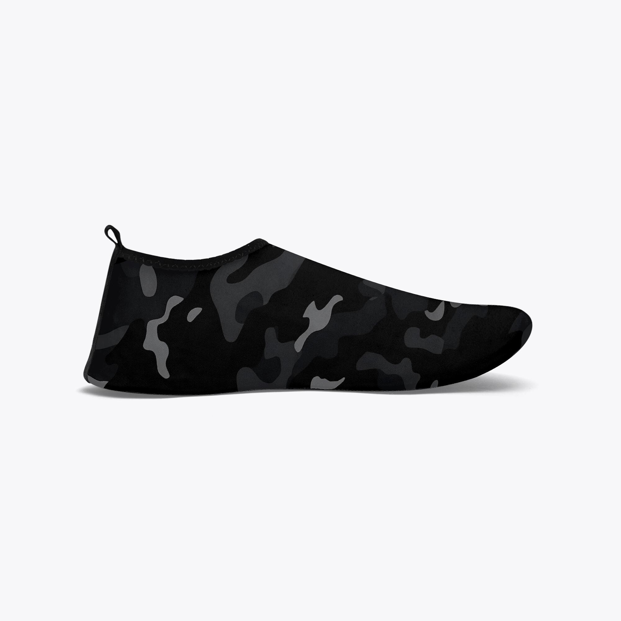 Black Camo Water Shoes, Grey Camouflage Men Women Aqua Beach Surf