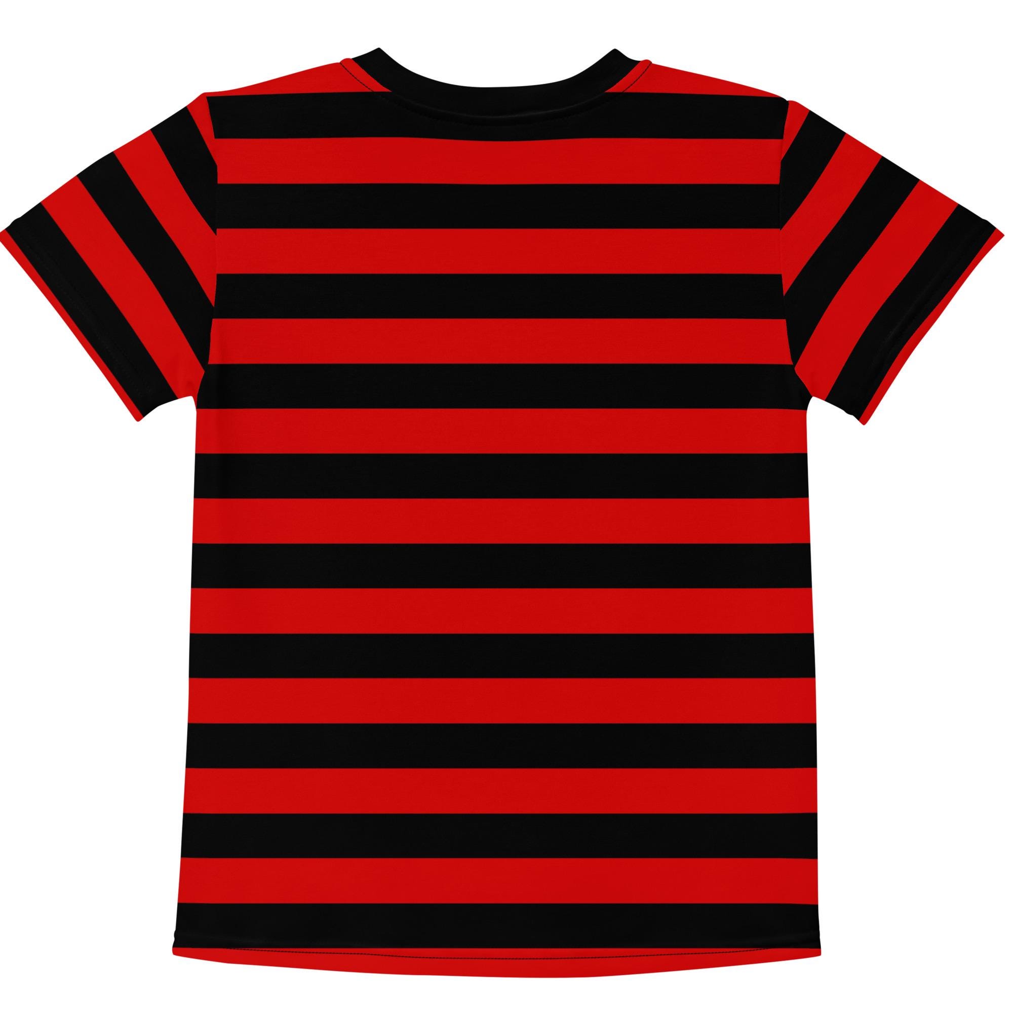 赤と黒のストライプ柄キッズTシャツ（2T-7）、ストライプ柄男の子