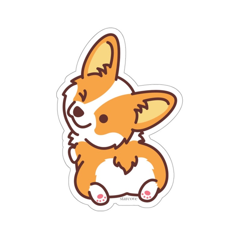 cute corgi dog butt winking vinyl sticker puppy best friend etsy