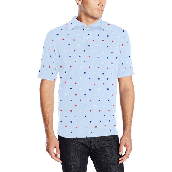 Mens red white cheap and blue polo shirt