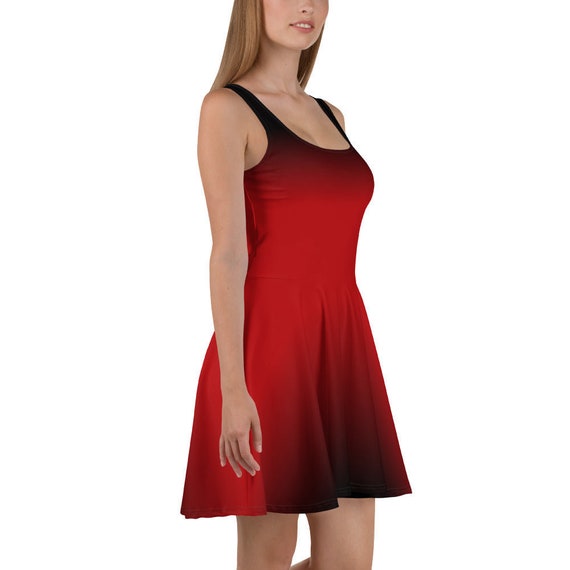 red strappy skater dress Strappy Straight Neck Ruffle Detail Mini Skater Dress In Red Knit | EGO US
