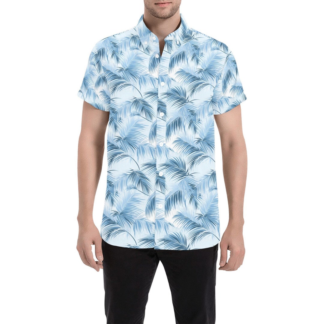 Free Planet Men's Green Tropical Palm Tree Button Down Shirt XXL