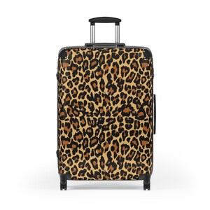 Luipaard Koffer Bagage, dierenluipaardprint handbagage 4 wielen Cabine Reizen Klein Groot Set Rolling Spinner Heren Dames Designer Harde schaal