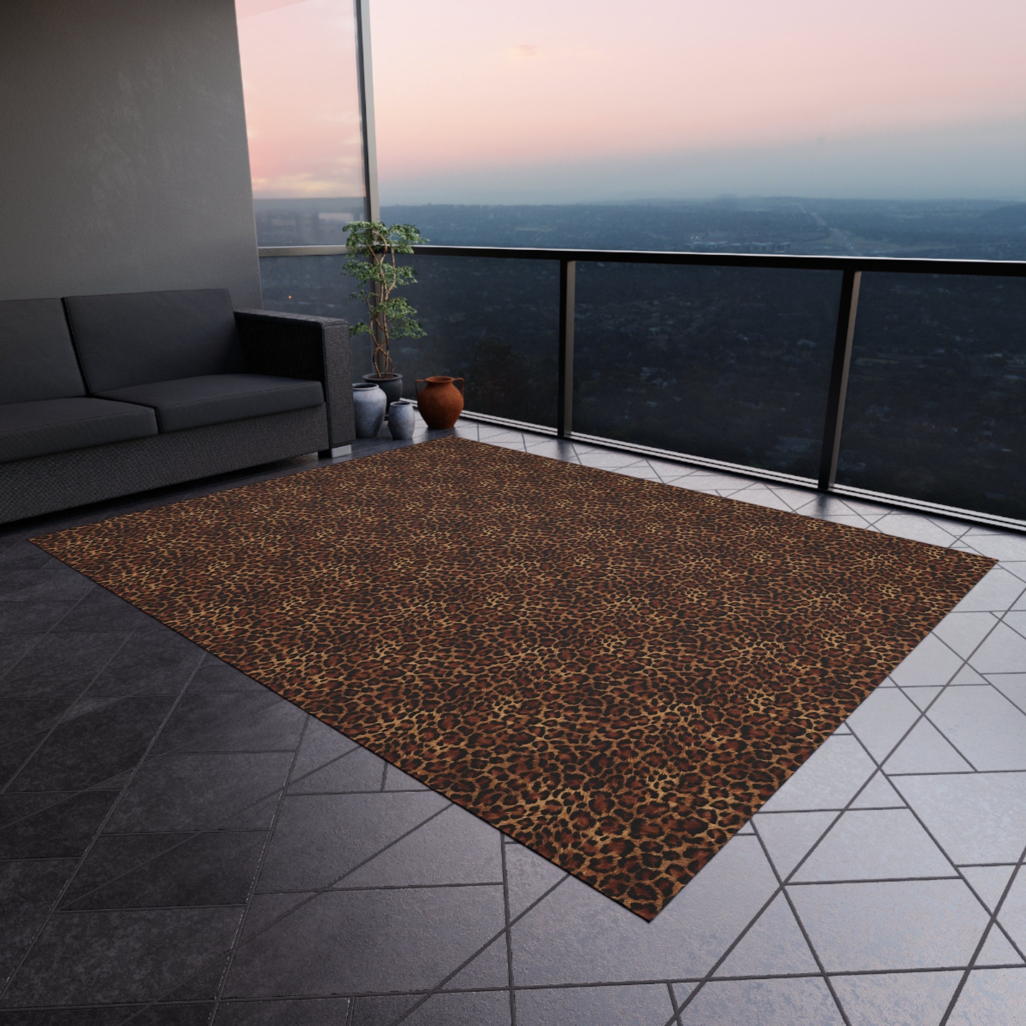 Leopard Outdoor Area Rug, Animal Print Cheetah Waterproof Carpet Floor ...