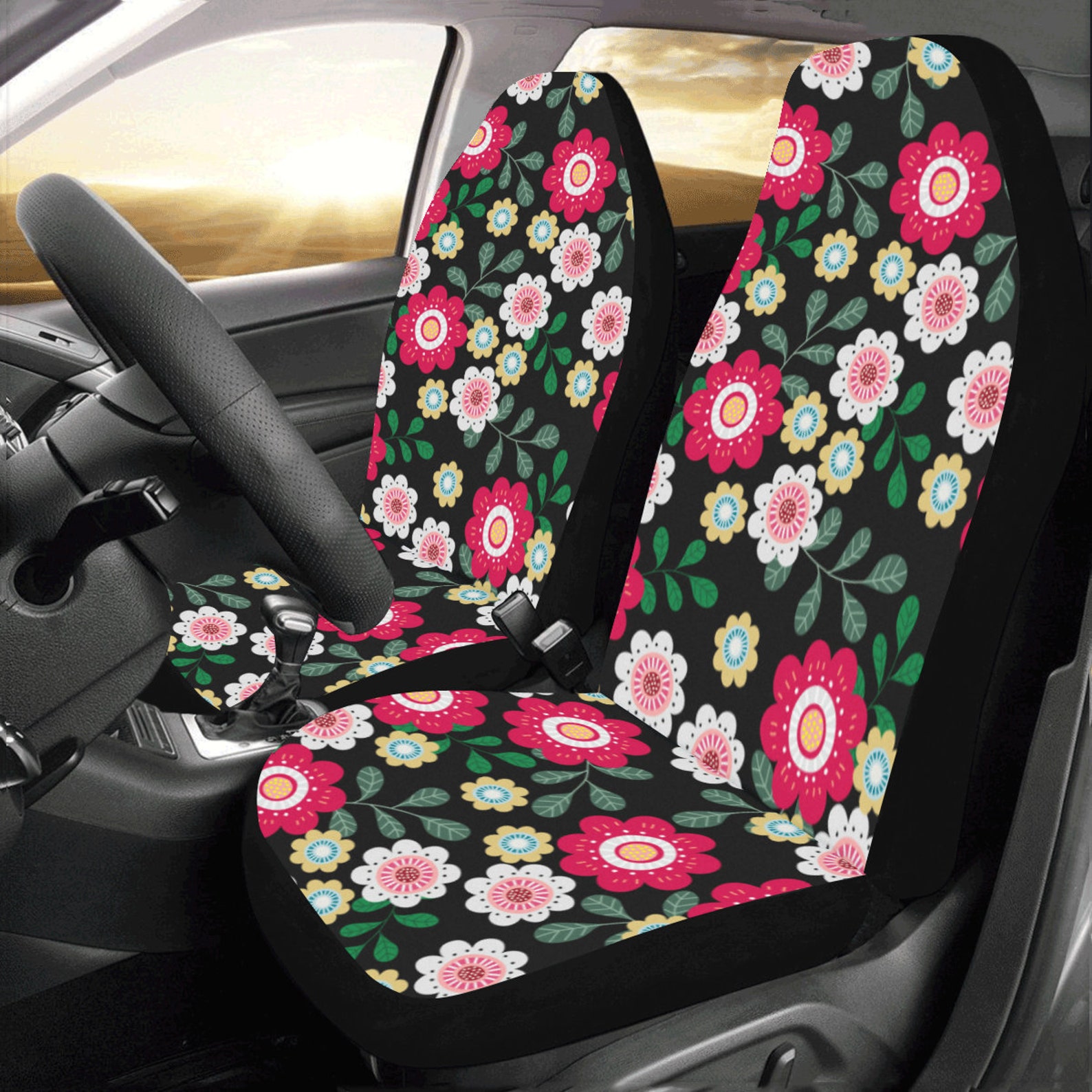 Pretty Flower Car Seat Covers for Vehicle 2 Pc Floral Red Etsy