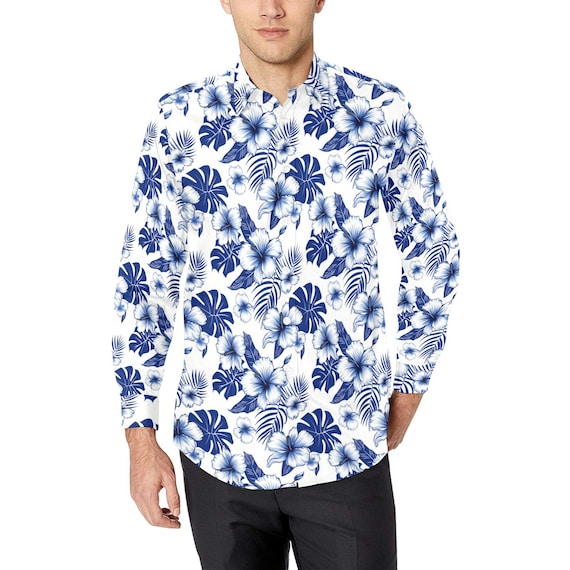 Blue casual dress shirt deals