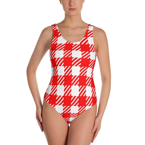 checkered one piece swimsuit