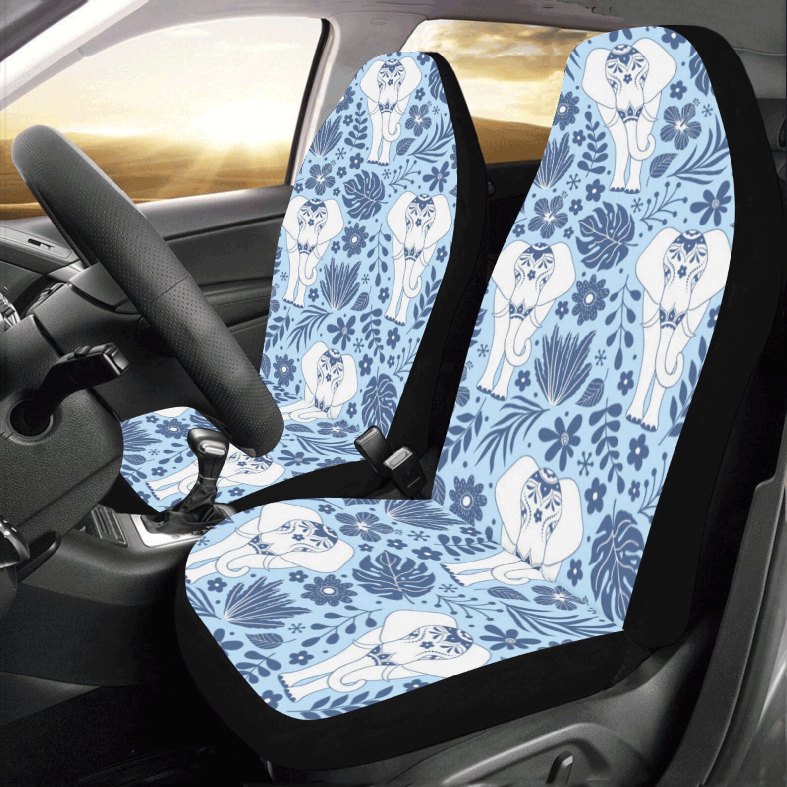 Elephant Car Seat Covers Set of 2pcs Blue Mandala Seat Cover Etsy