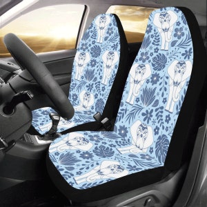Elephant Car Seat Covers Set of 2pcs, Blue Mandala Seat Cover Cute Front Seat Covers, Car SUV Vans Seat Protector Accessory
