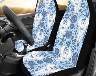Elephant Car Seat Covers Set of 2pcs, Blue Mandala Seat Cover Cute Front Seat Covers, Car SUV Vans Seat Protector Accessory