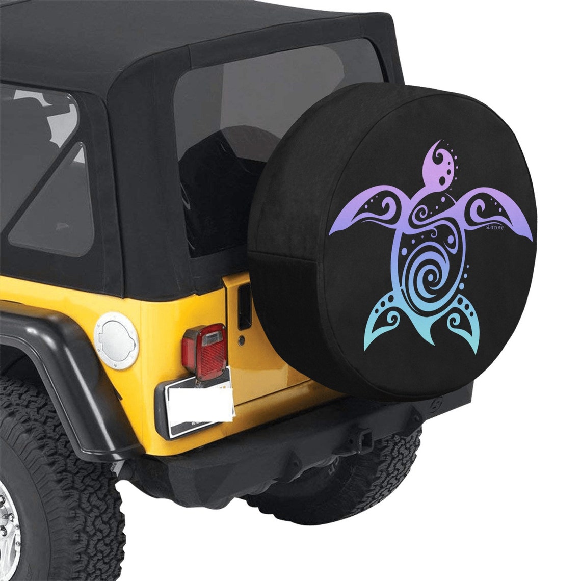 Sea Turtle Spare Tire Cover, Purple Rear Backup Camera Hole Tribal ...