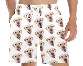 Bañadores personalizados para hombre, foto de cara de perro, pantalones cortos personalizados, bolsillos de playa, traje de baño para novio, traje de baño de talla grande
