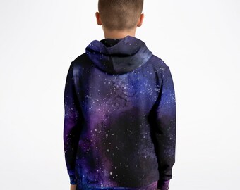 Galaxy Space Kinder Pullover Hoodie, Lila Sterne Universum Mädchen
