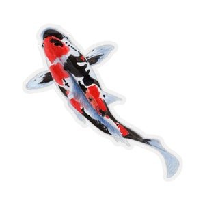 Koi Fish Sticker, Watercolor Laptop Decal Vinyl Cute Waterbottle Tumbler Car Waterproof Bumper Aesthetic Die Cut Wall Mural