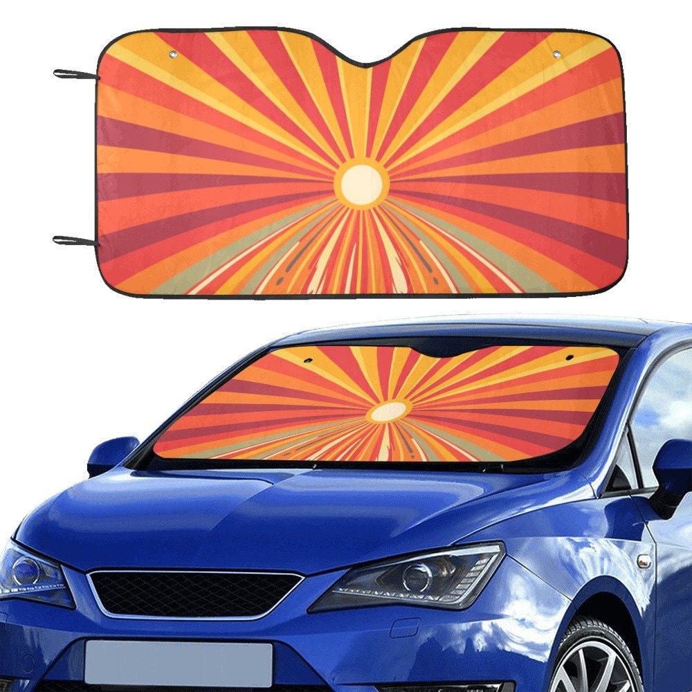 Sunburst Windshield Sun Shade, Groovy Vintage Retro Radial Rays