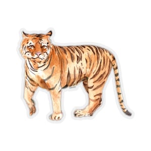 Wild Tiger Aquarel Sticker, Red Cub Laptop Decal Vinyl Leuke Waterbottle Tumbler Auto Waterdichte Bumper Esthetische Die Cut Muurschildering