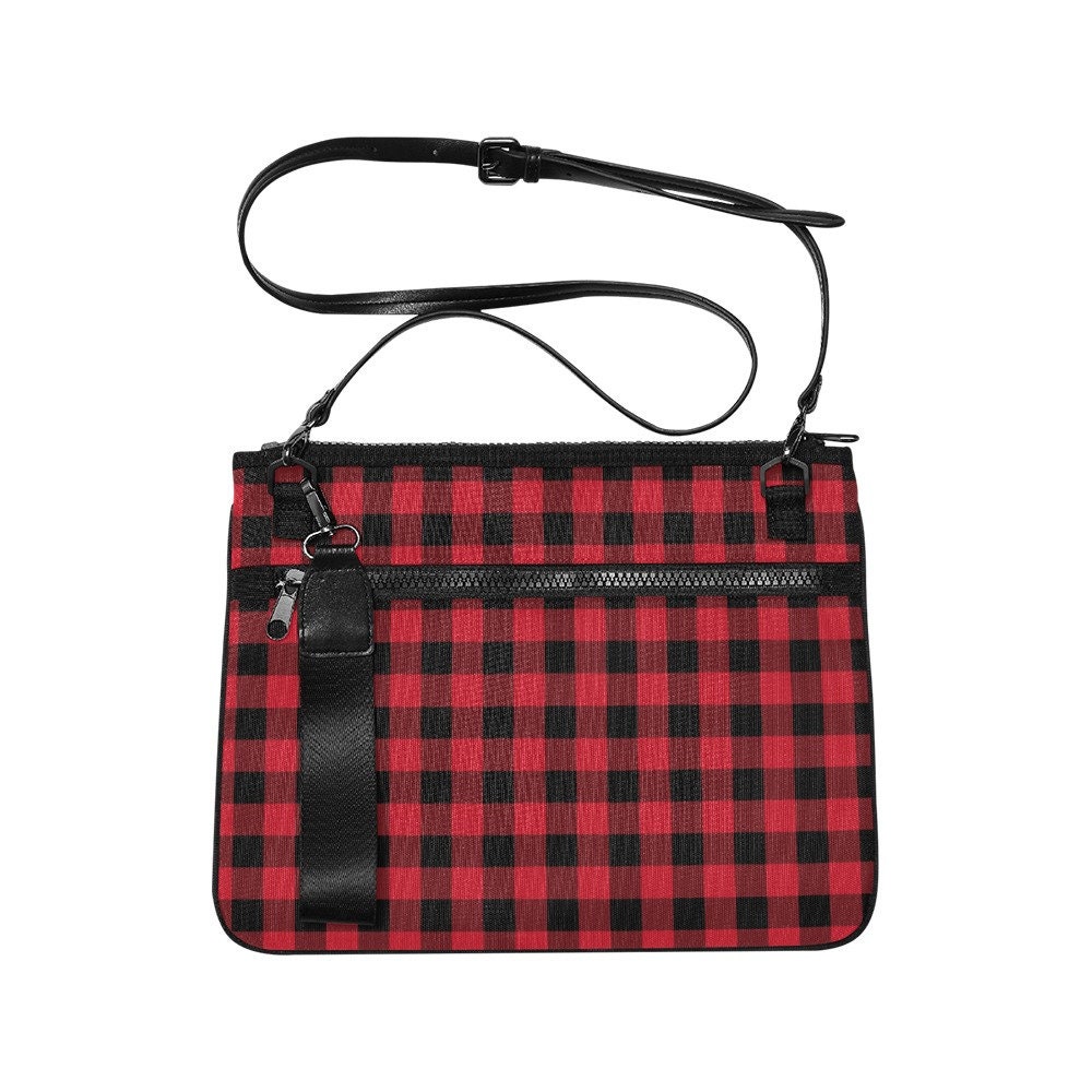 Buffalo Plaid Crossbody Slim Purse Red and Black Check Checkered Pattern Shoulder Wristlet Mini Zipper Nylon Handbag Clutch Bag Etsy UK