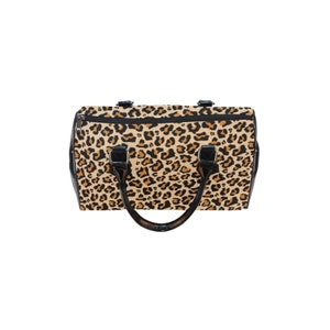 Leopard Print Purse Handbag, Animal Cheetah Canvas and Leather Top ...