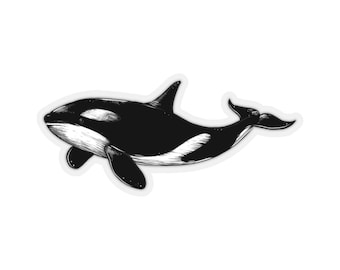 Orca Whale Stickers, Killer Whale Ocean Animal Laptop Vinyl Cute Waterproof Waterbottle Tumbler Car Bumper Aesthetic Wall Art Decal