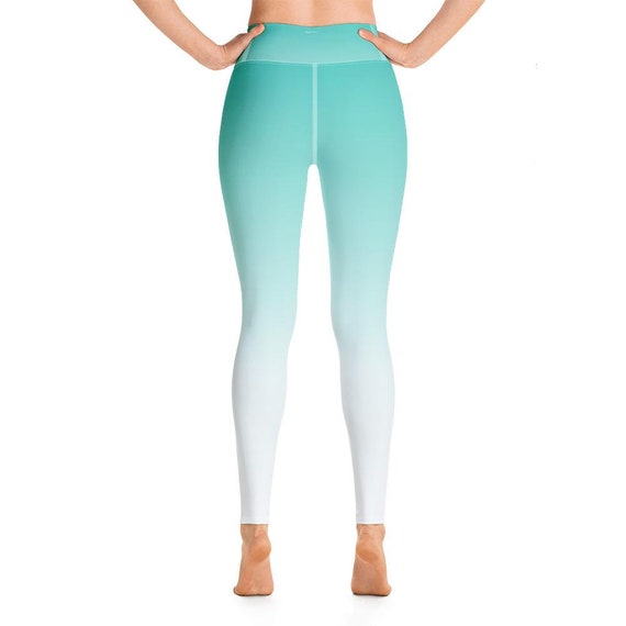 Turquoise Blue Gradient Yoga Leggings 