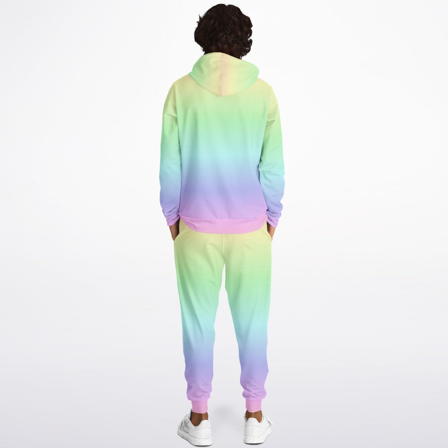 Pastel Rainbow Tie Dye Hoodie Jogger Sweat Set, Ombre Hooded 