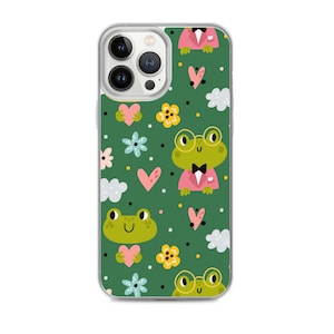 Frog Phone Case, iPhone 15 14 13 Pro Max Print Cute Kawaii Green Aesthetic iPhone 12 11 Mini SE XS Max XR X 8 7 Plus Cell Cover