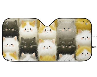 Cats Car Sun Shade, Cute Kittens Front Windshield Coverings Blocker Auto Protector Window Visor Screen Cover Shield Men Women SUV Truck