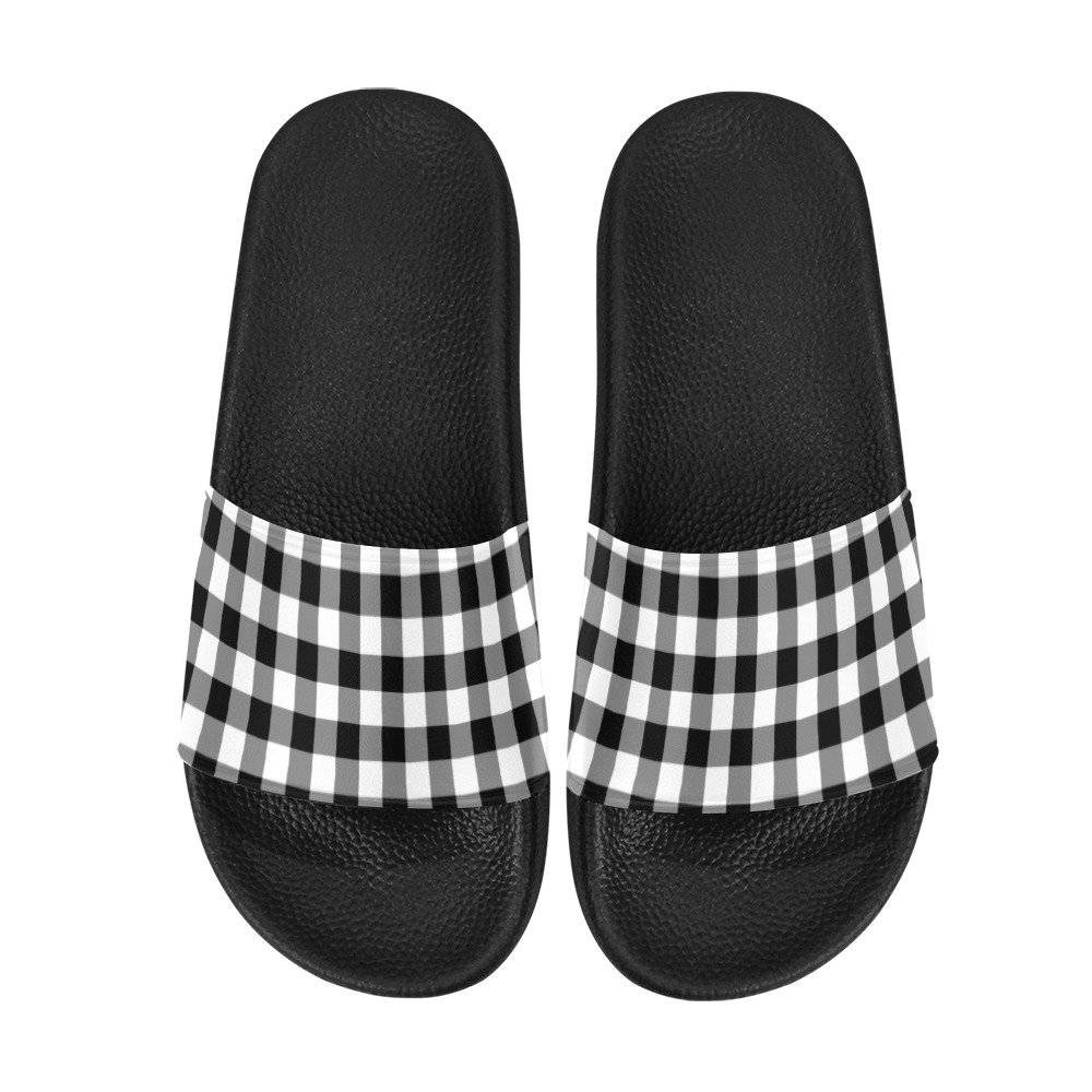 Black White Buffalo Plaid Men Slide Sandals Checkered Shoe - Etsy Ireland