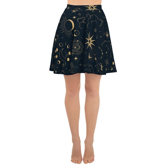 Constellation Skater Skirt Moon Stars Galaxy Eye Boho Print Mini Short Circle Cute Handmade Party Sexy Women Skirt Etsy Australia