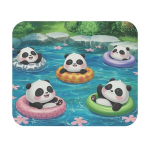 Niedliche Pandas Maus Pad, Anime Kawaii Computer Gaming Einzigartige Gedruckt Schreibtisch Spaß Cooles Dekoratives Ästhetisches Design Rechteck Matte