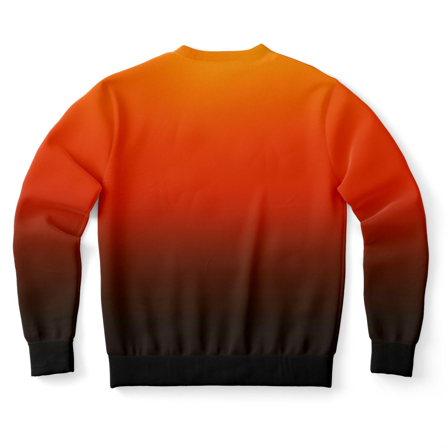 Black Orange Ombre Sweatshirt, Gradient Tie Dye Crewneck Fleece 